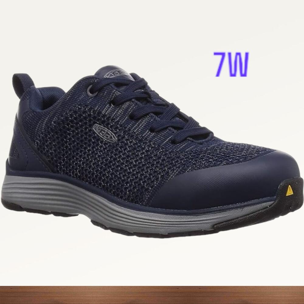 Keen Womens size 7W Sparta Blue Grey Alloy Toe Work Shoes ~ runs small